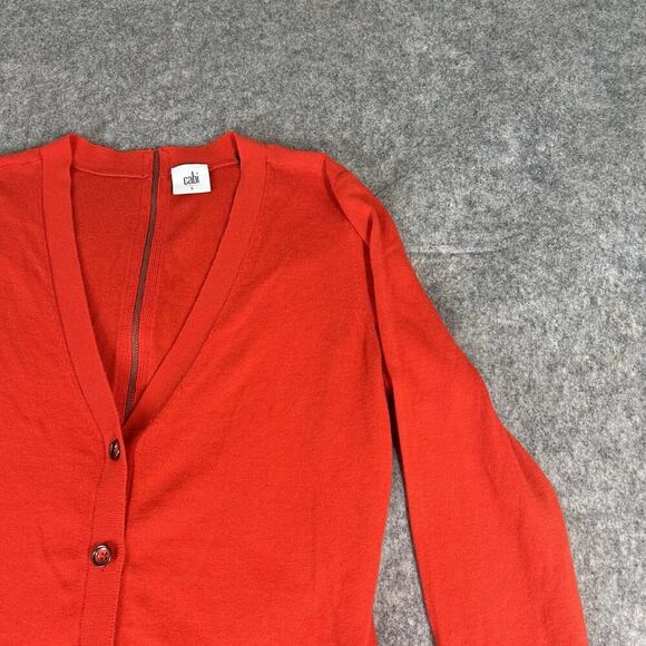 Cabi Cobblestone Cardigan Sweater Fiery Red Full Zip Back Small 3155 - Picture 2 of 8